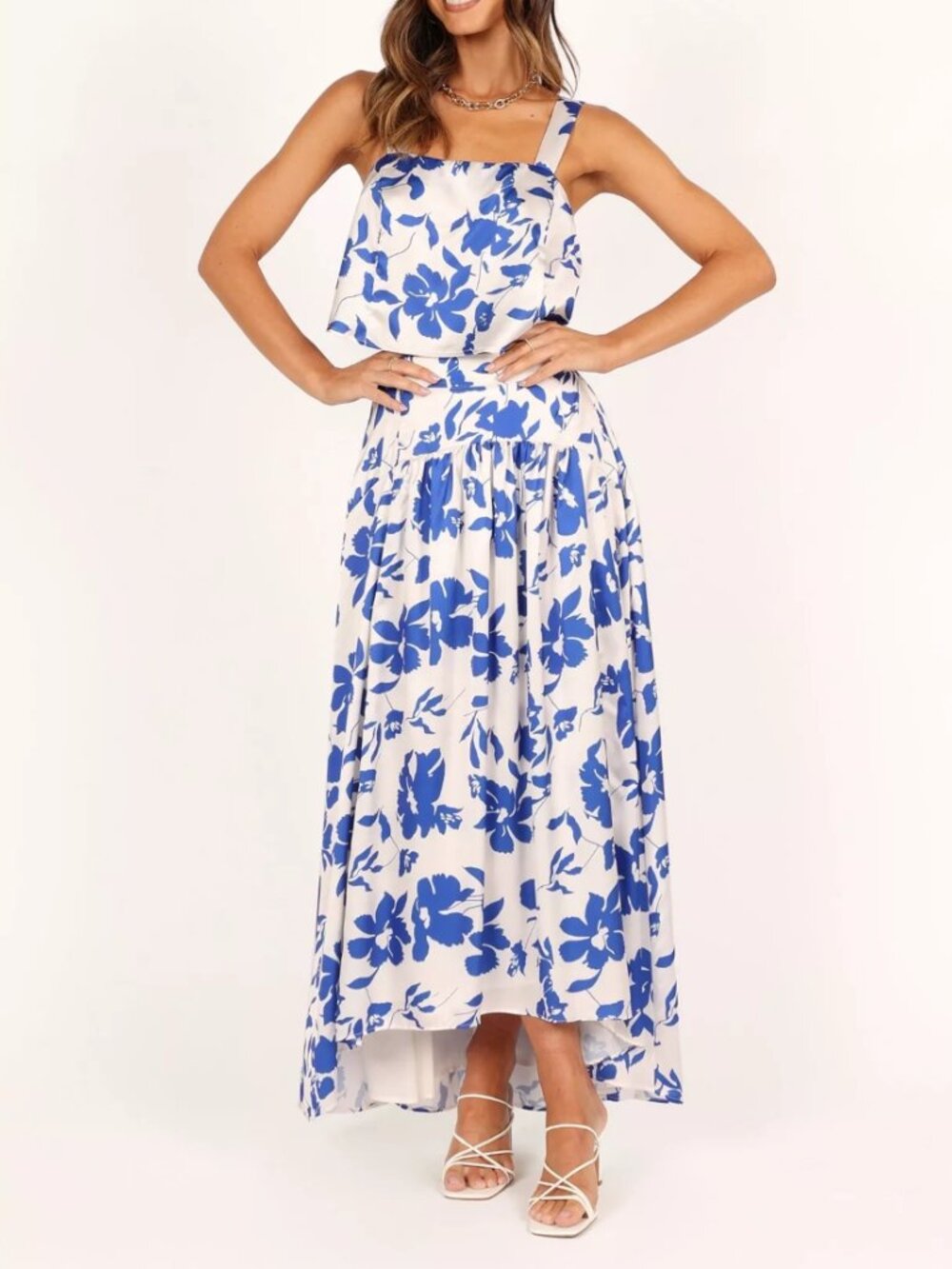 Petal and Pup Women's Lulu Top and skirt Set Blue & White Floral Resort XS NWOT